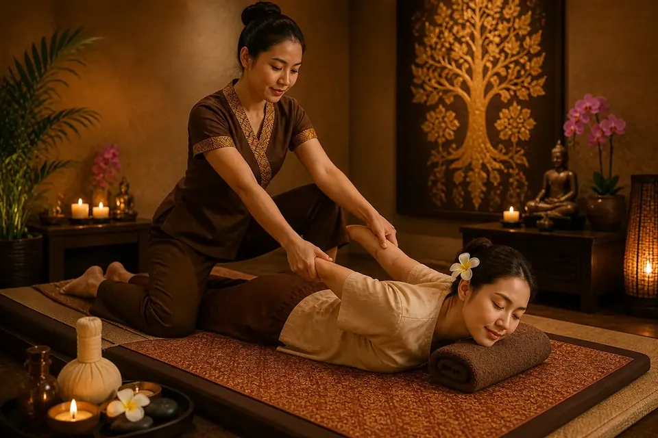Traditional Thai massage in a private room at Vessa Thai Spa